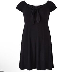 Torrid Black Ribbed Knit Tie Front Skater Dress size 0